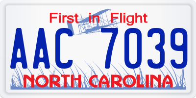 NC license plate AAC7039
