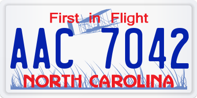 NC license plate AAC7042