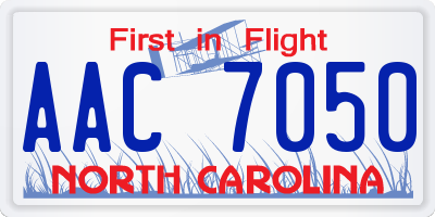 NC license plate AAC7050