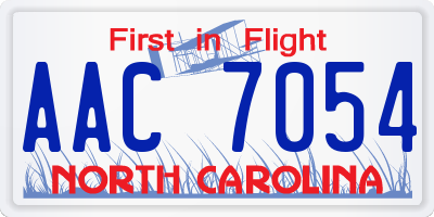 NC license plate AAC7054