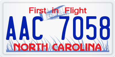 NC license plate AAC7058