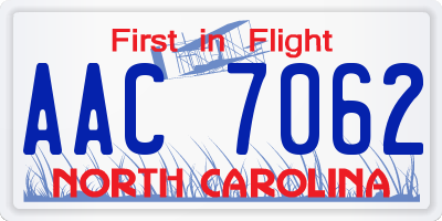 NC license plate AAC7062
