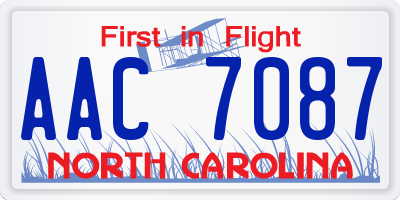 NC license plate AAC7087
