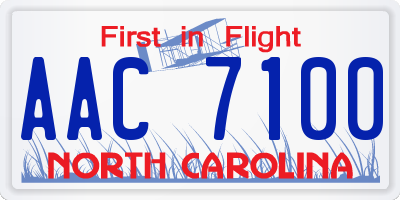 NC license plate AAC7100
