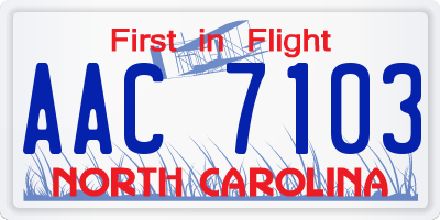 NC license plate AAC7103