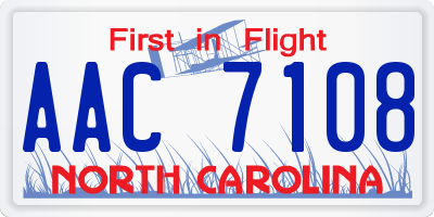 NC license plate AAC7108