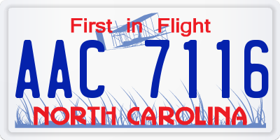 NC license plate AAC7116