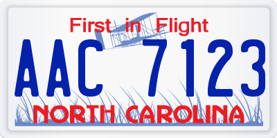 NC license plate AAC7123