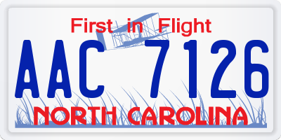 NC license plate AAC7126