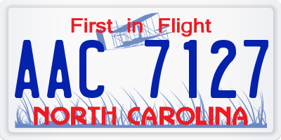 NC license plate AAC7127