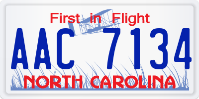 NC license plate AAC7134