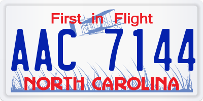NC license plate AAC7144