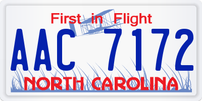 NC license plate AAC7172