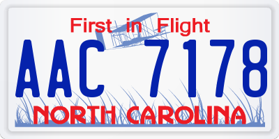 NC license plate AAC7178