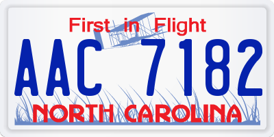 NC license plate AAC7182