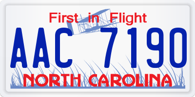 NC license plate AAC7190