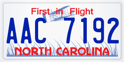 NC license plate AAC7192