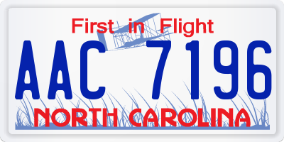 NC license plate AAC7196