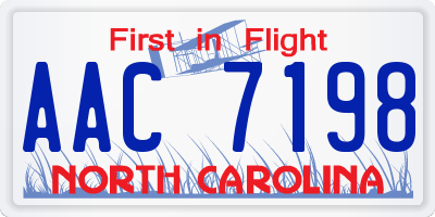 NC license plate AAC7198