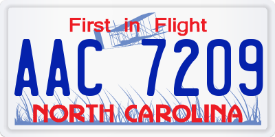 NC license plate AAC7209