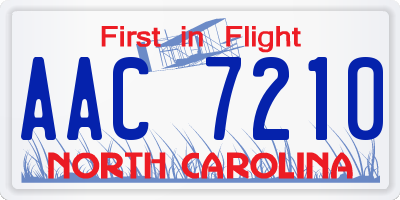 NC license plate AAC7210