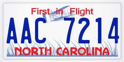 NC license plate AAC7214
