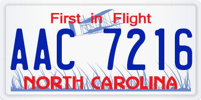 NC license plate AAC7216