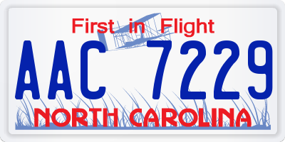 NC license plate AAC7229