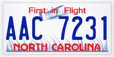 NC license plate AAC7231