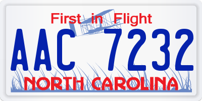 NC license plate AAC7232