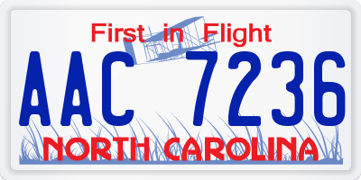 NC license plate AAC7236