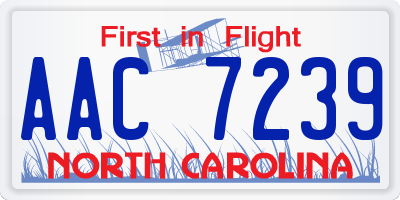 NC license plate AAC7239