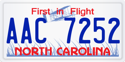 NC license plate AAC7252