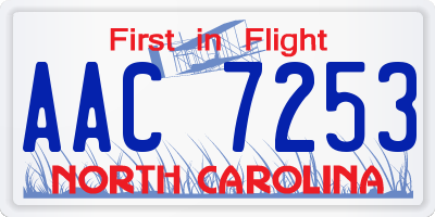 NC license plate AAC7253