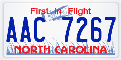 NC license plate AAC7267