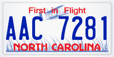 NC license plate AAC7281