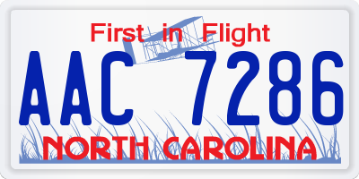 NC license plate AAC7286