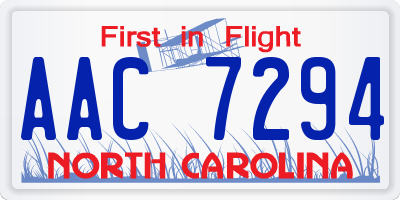 NC license plate AAC7294