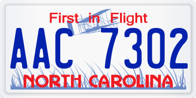 NC license plate AAC7302