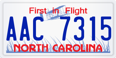 NC license plate AAC7315
