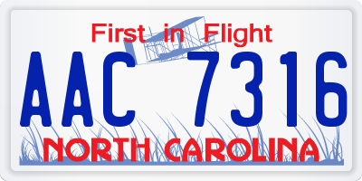 NC license plate AAC7316