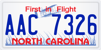NC license plate AAC7326