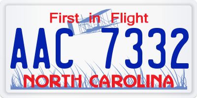 NC license plate AAC7332