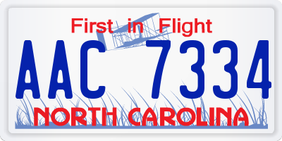 NC license plate AAC7334