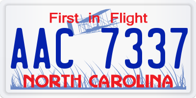 NC license plate AAC7337