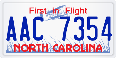 NC license plate AAC7354