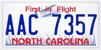 NC license plate AAC7357