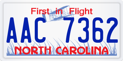 NC license plate AAC7362