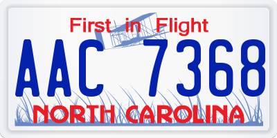 NC license plate AAC7368