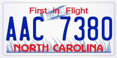 NC license plate AAC7380